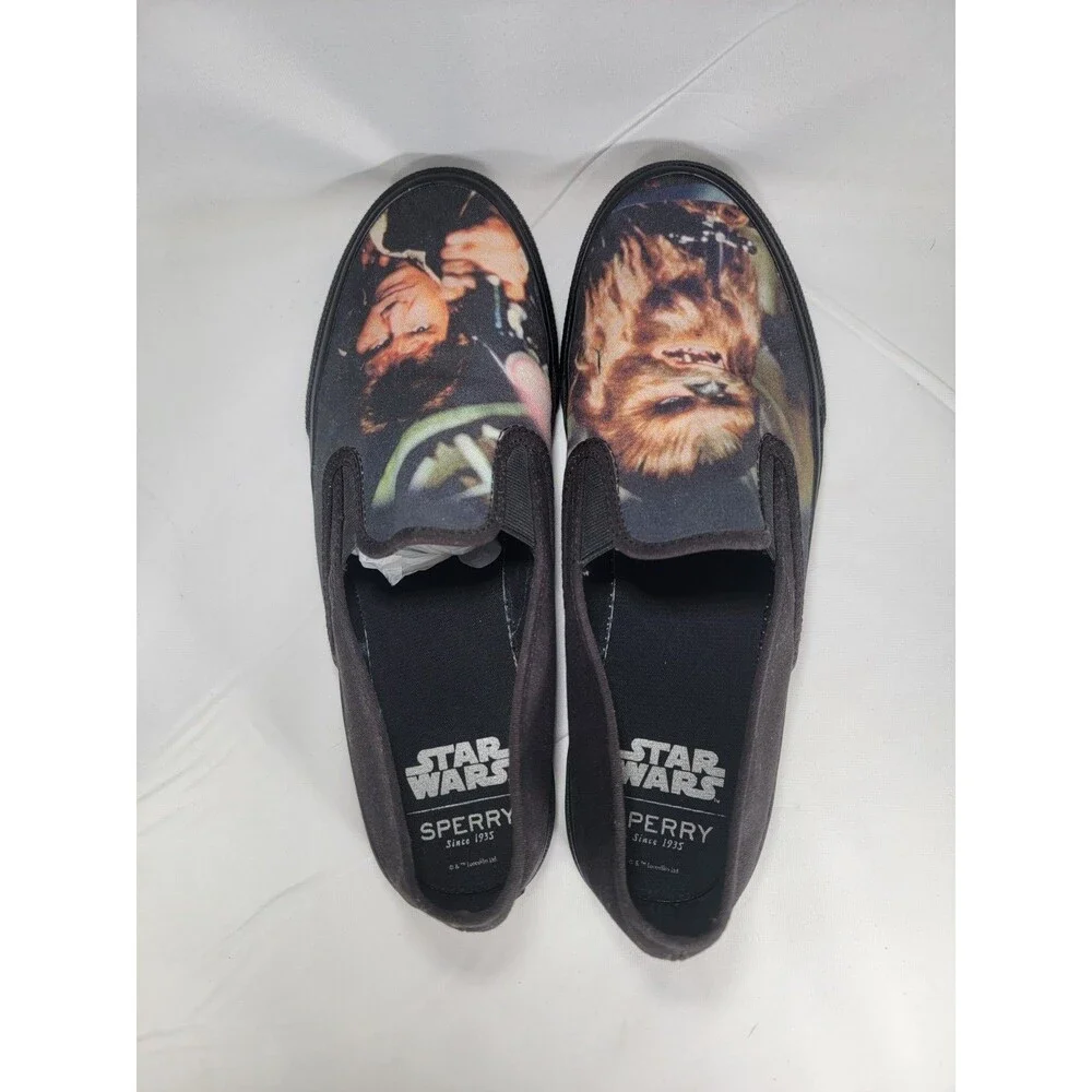 Sperry x Star Wars Black Slip On Mens US 10.5  Shoes Han Solo Chewbacca STS17650